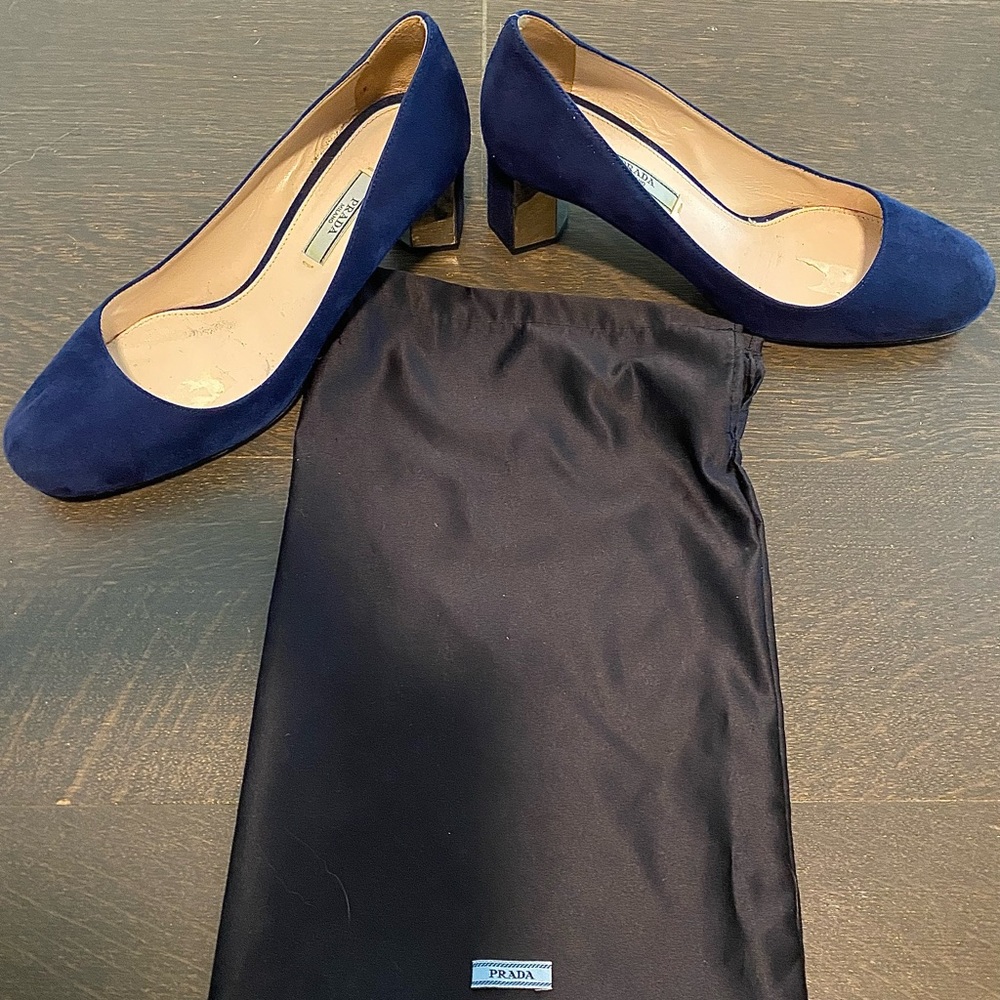 Blue suede Prada heels. Almost brand new! Great condition!
